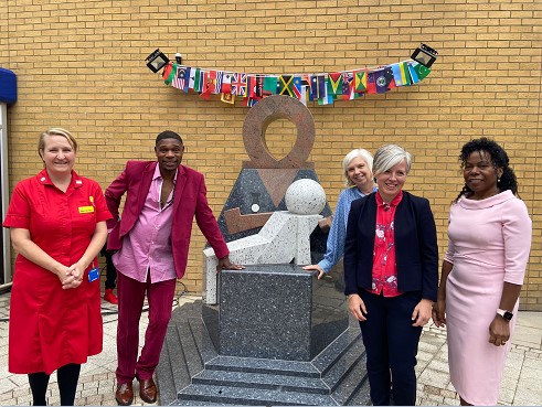 A statue is unveiled outside Whittington Health NHS Trust A statue is unveiled outside Whittington Health NHS Trust